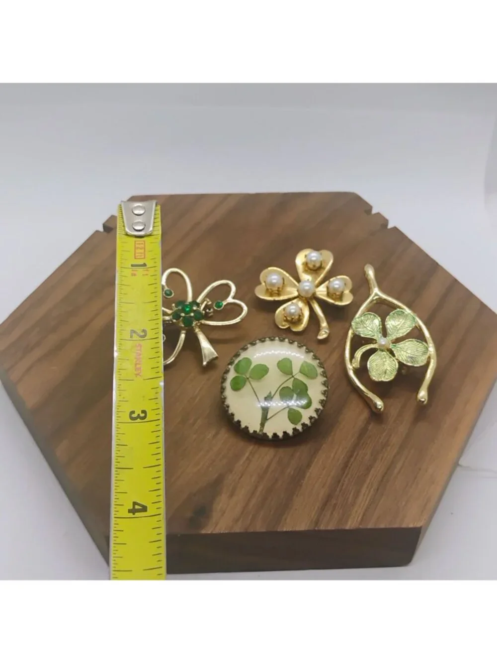 Vtg Lot of 4 Gold Tone Lucky Shamrock Four Leaf Clover Brooches Beatrix Gerry's